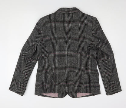 Back view of Amaranto Women's Grey Check Blazer, size 14