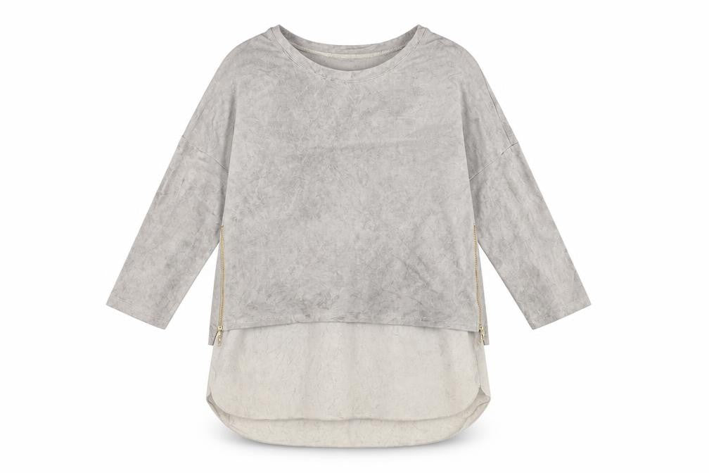 Cristina Gavioli Women’s Grey Tunic Size 8 with Zip Accents