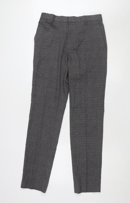 Marks & Spencer Men's Grey Slim Fit Check Trousers