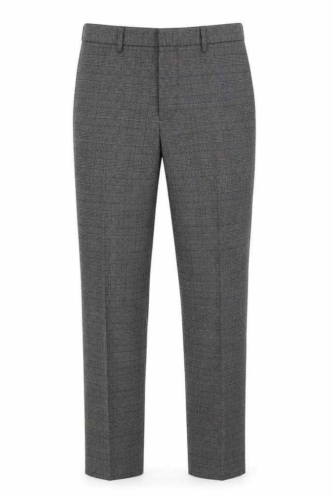 Marks & Spencer Men's Grey Slim Fit Check Trousers