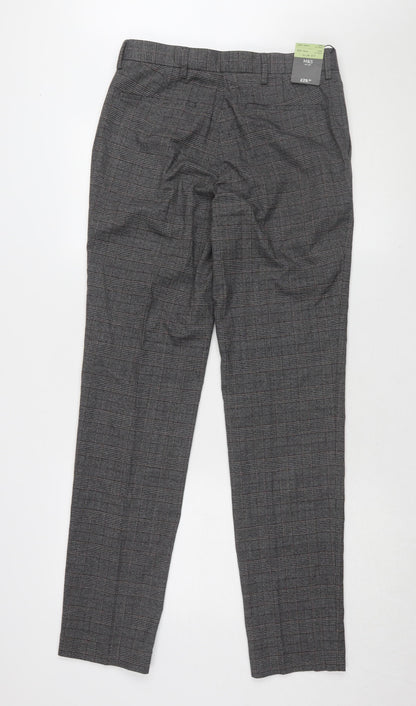 Marks & Spencer Men's Grey Slim Fit Check Trousers