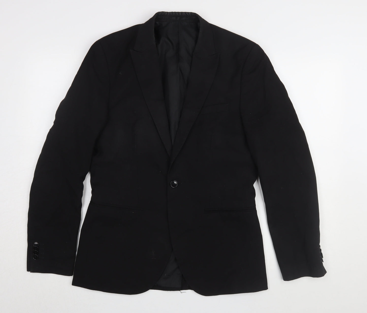 H&M Men's Black Slim Fit Blazer, Size 36R, Single-Breasted