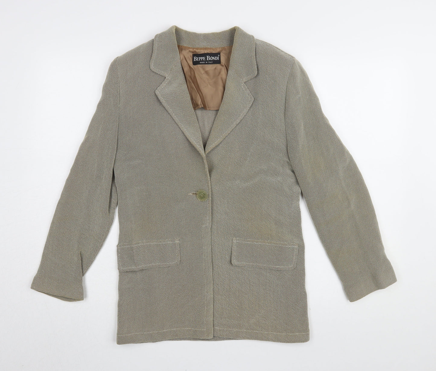 Beppe Bondi Women's Blazer Beige Size 14 Herringbone