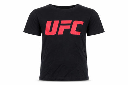 Front view of UFC boys’ black cotton t-shirt 7-8 years sports logo