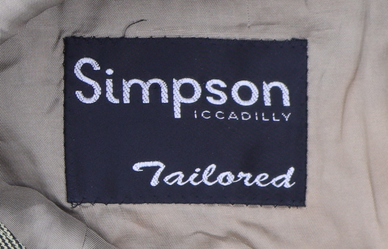 Simpson Men's Brown Check Blazer, Size 44R, Formal