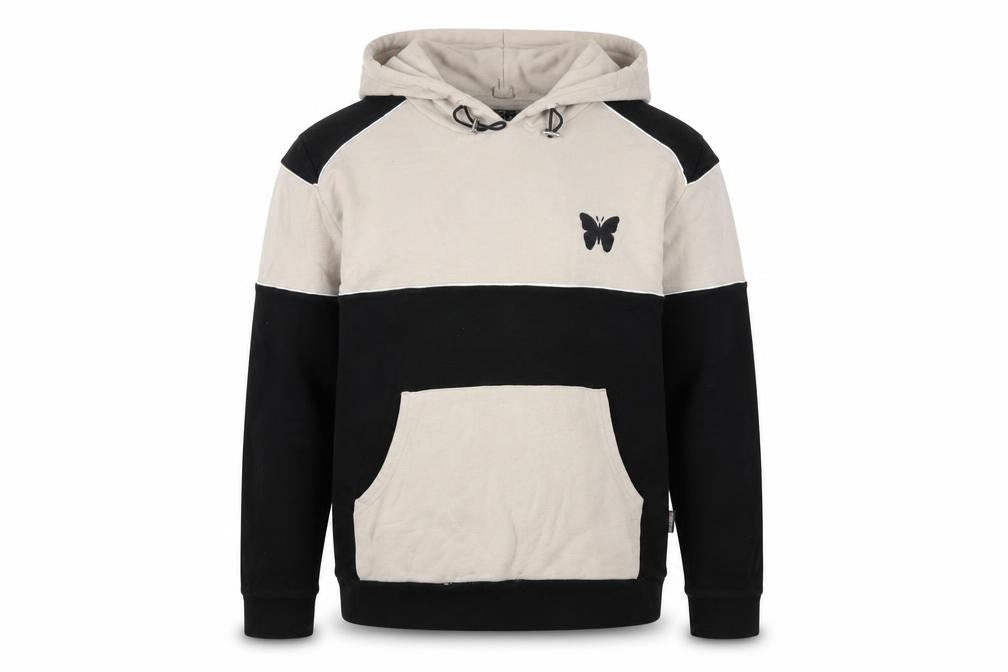 GoodForNothing Unisex Hoodie M Black Beige Colourblock