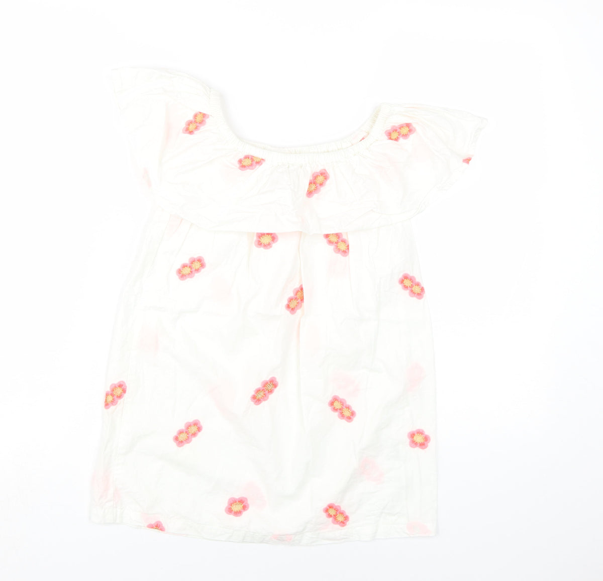 Cotton On Kids Girls White Floral Embroidered Dress 4 Years