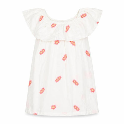 Cotton On Kids Girls White Floral Embroidered Dress 4 Years