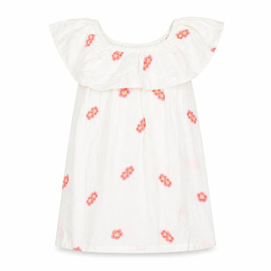 Cotton On Kids Girls White Floral Embroidered Dress 4 Years