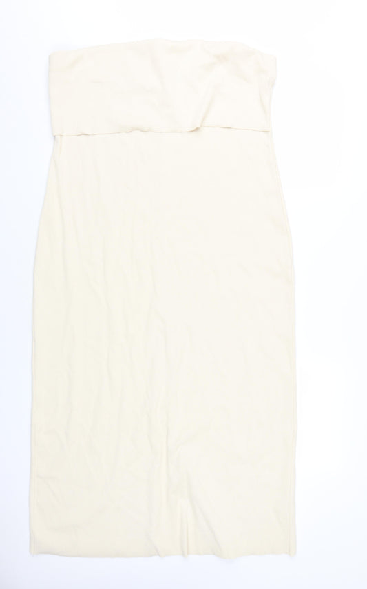 Marks and Spencer Women's Beige Strapless Dress Size 18