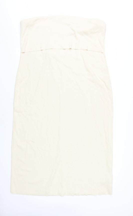 Marks and Spencer Women's Beige Strapless Bodycon Dress