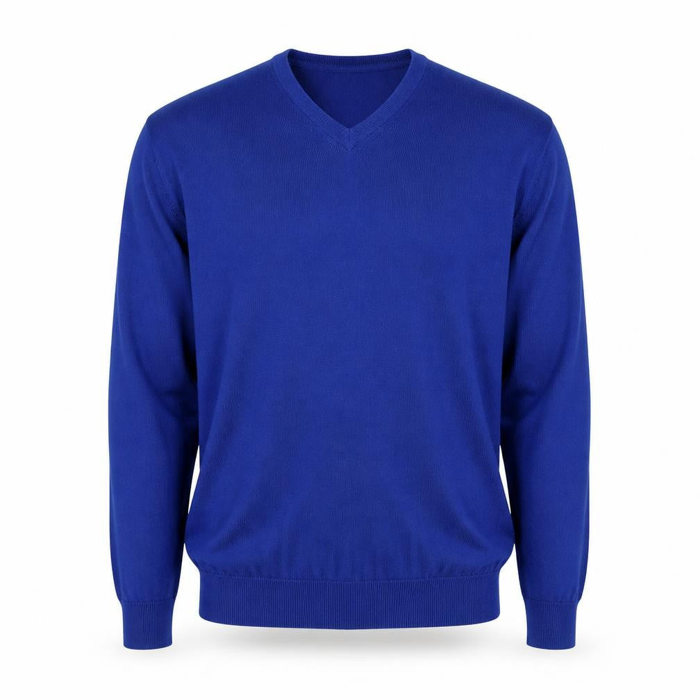 Mark Law Men's Blue Wool V-Neck Pullover Jumper M