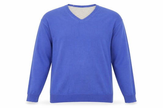 Marks & Spencer Men's Blue Cotton V-Neck Pullover Jumper L