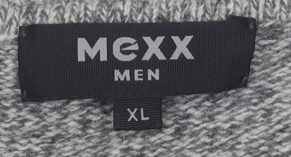 Close-up detail of Mexx Men's Grey XL V-Neck Jumper