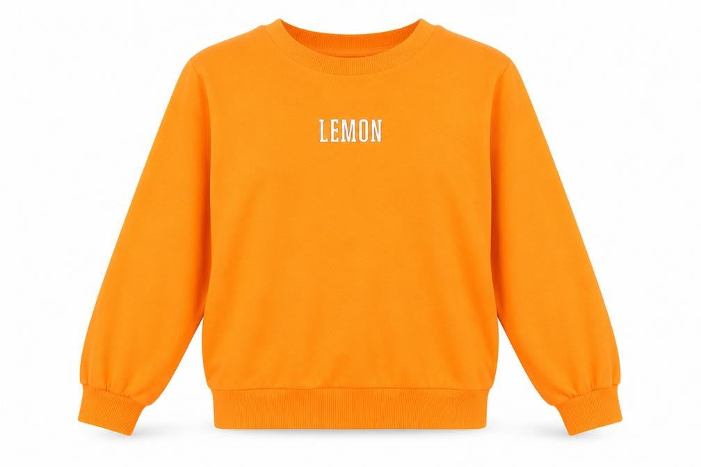 ONLY Women's Orange Lemon Graphic L Pullover Sweatshirt