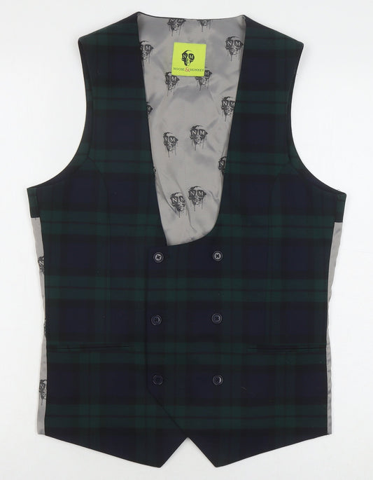 Noose & Monkey Men's Multicoloured Waistcoat 38 Check Formal