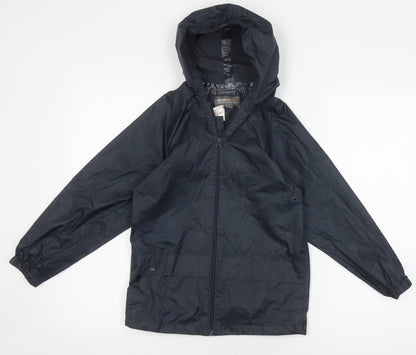 Additional front view of Regatta boys’ blue windbreaker jacket 8y waterproof hooded