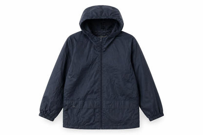 Front view of Regatta boys’ blue windbreaker jacket 8y waterproof hooded