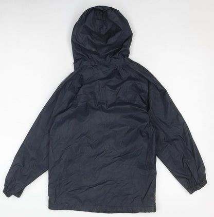 Back view of Regatta boys’ blue windbreaker jacket 8y waterproof hooded