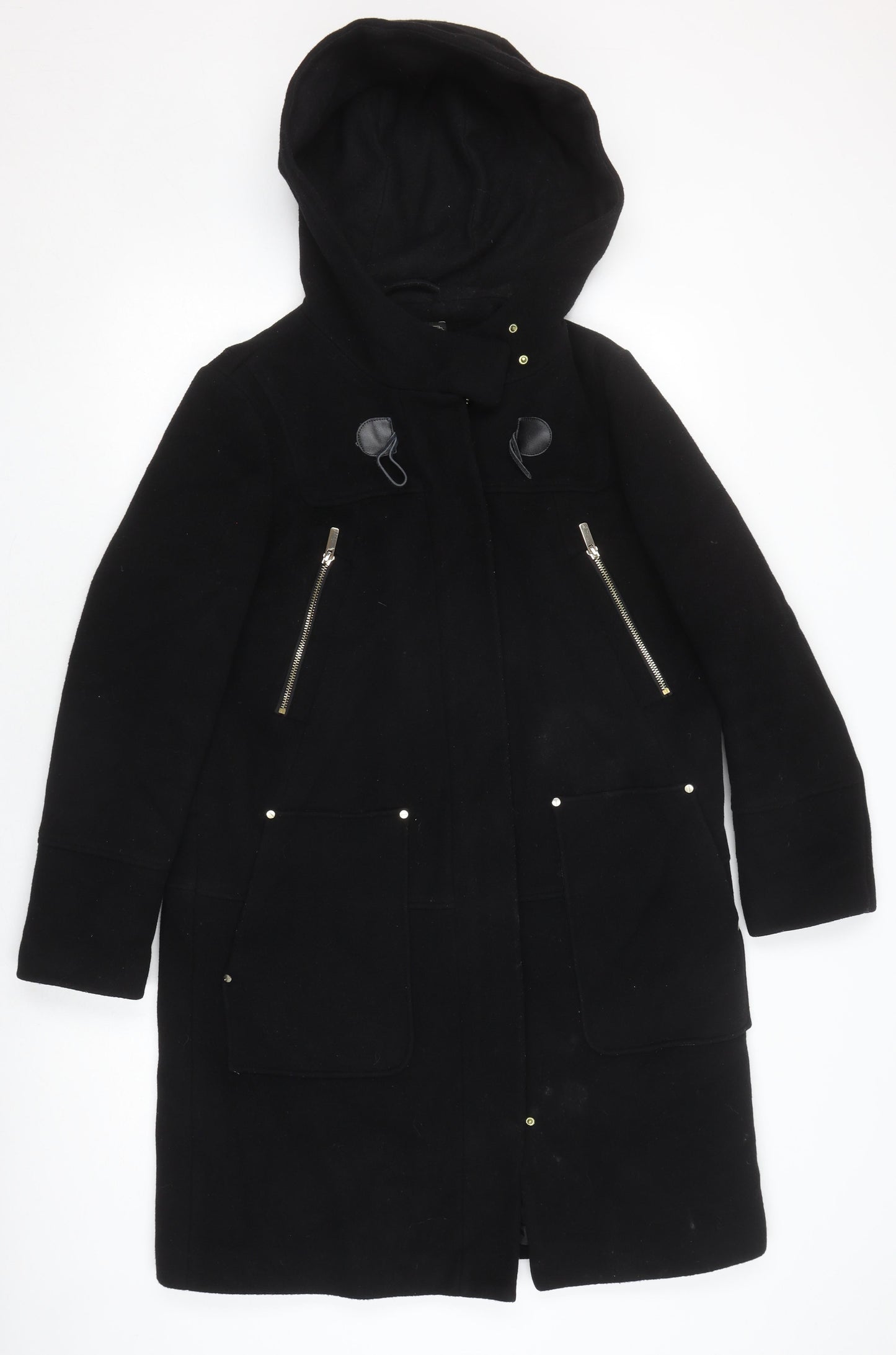Next Men's Black Hooded Parka Coat with Zipped Pockets