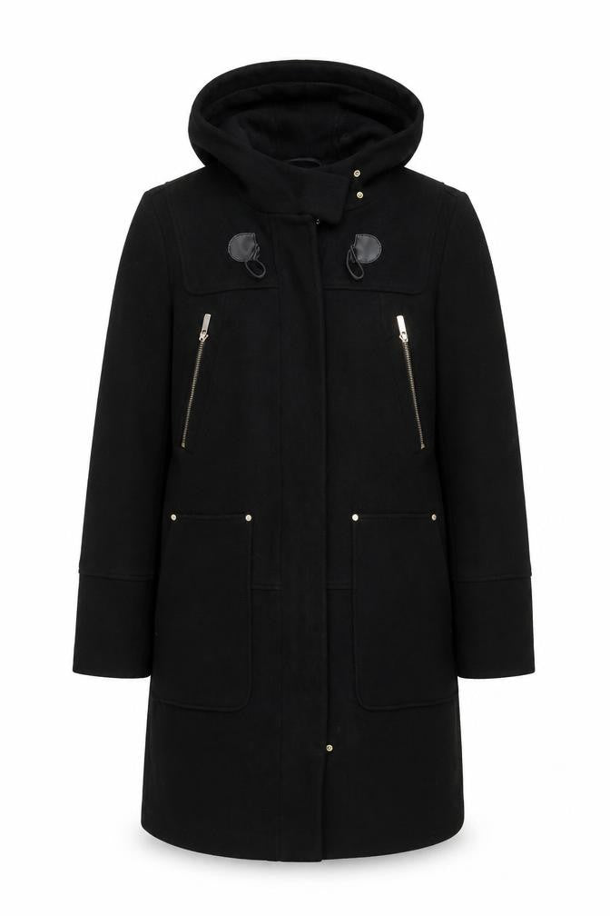 Next Men's Black Hooded Parka Coat with Zipped Pockets