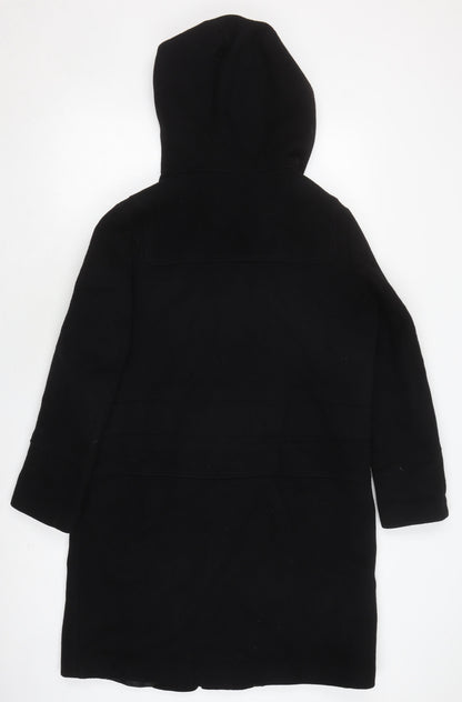 Next Womens Black Hooded Parka Coat with Zipped Pockets