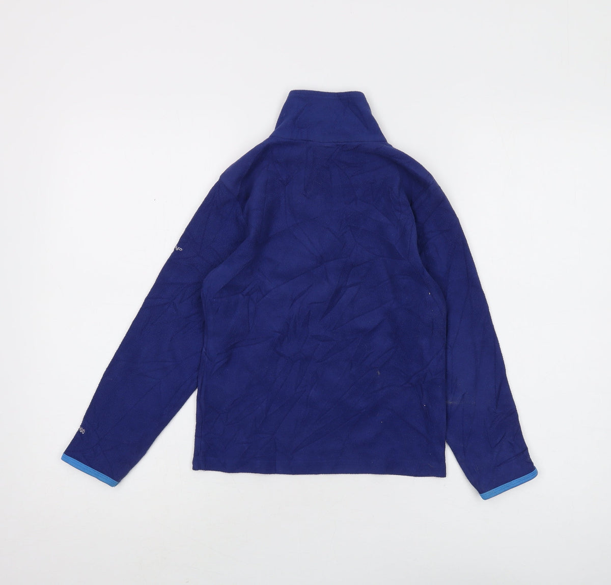 Back view of Trespass boys’ blue 1/4 zip fleece sweatshirt 7-8 years