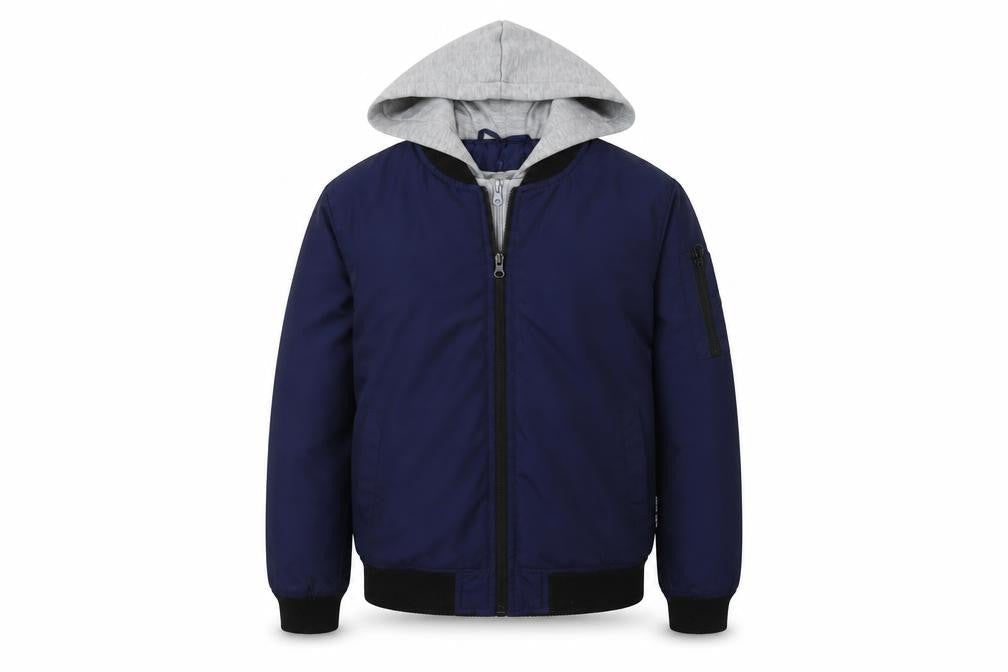 Lee Cooper Boys Blue Grey Hooded Bomber Jacket Size 11-12