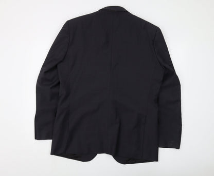 Santinelli Men's Black Blazer 42R Two-Button Formal