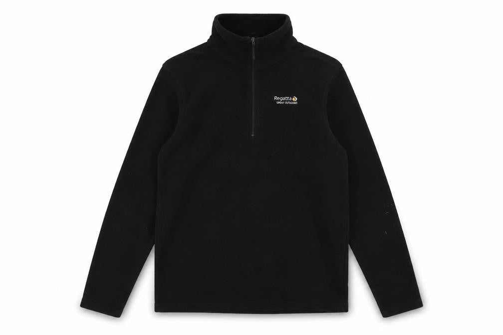 Front view of Regatta boys’ black fleece 1/2 zip sweatshirt, size L