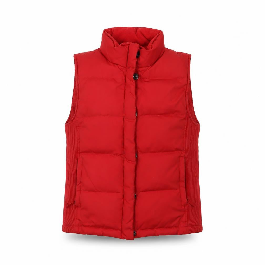 Gap Women's Red XS Puffer Waistcoat with Button Closure