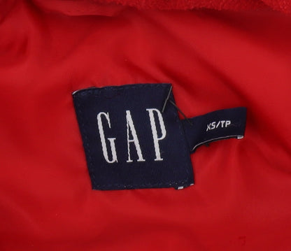 Gap Women's Red XS Puffer Waistcoat with Button Closure