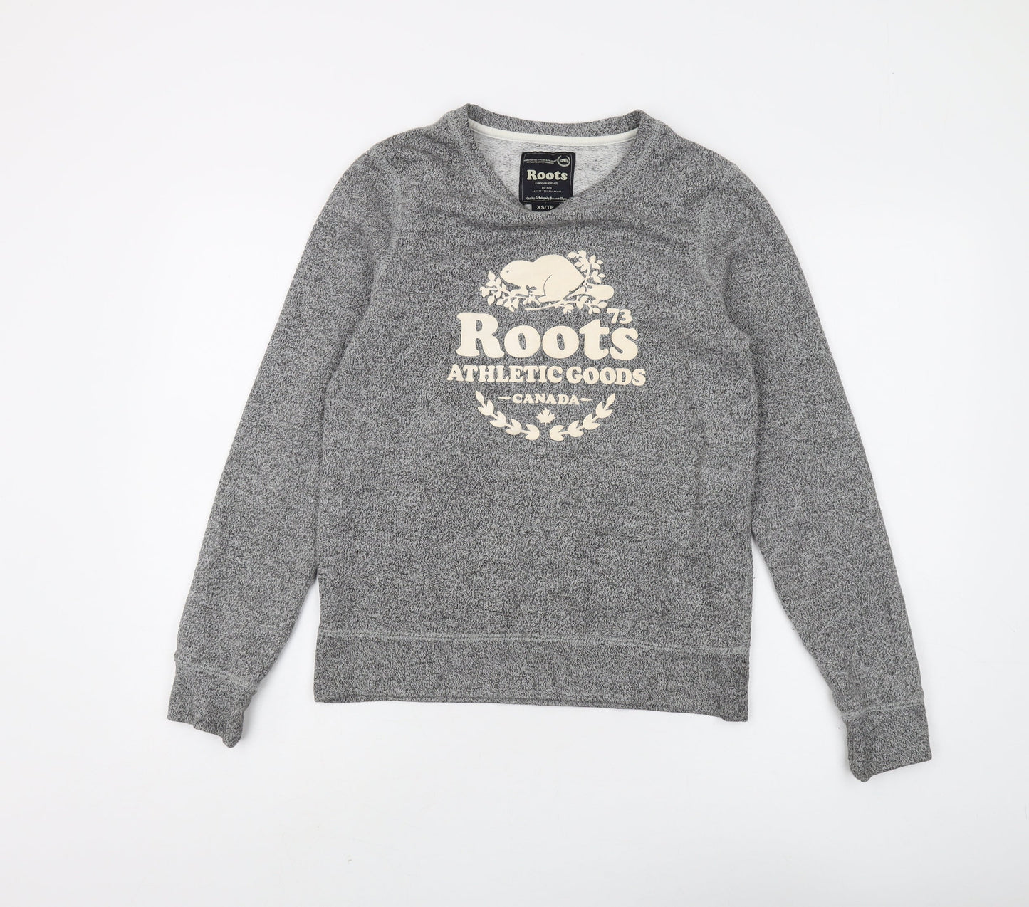 Roots Grey Unisex XS Pullover Sweatshirt with Logo
