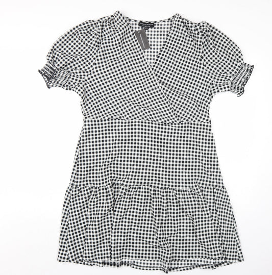 Dorothy Perkins Women’s Black Check Wrap Dress 18