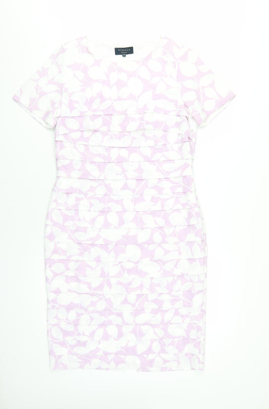 Viyella Women's Pink Floral Sheath Dress Size 8