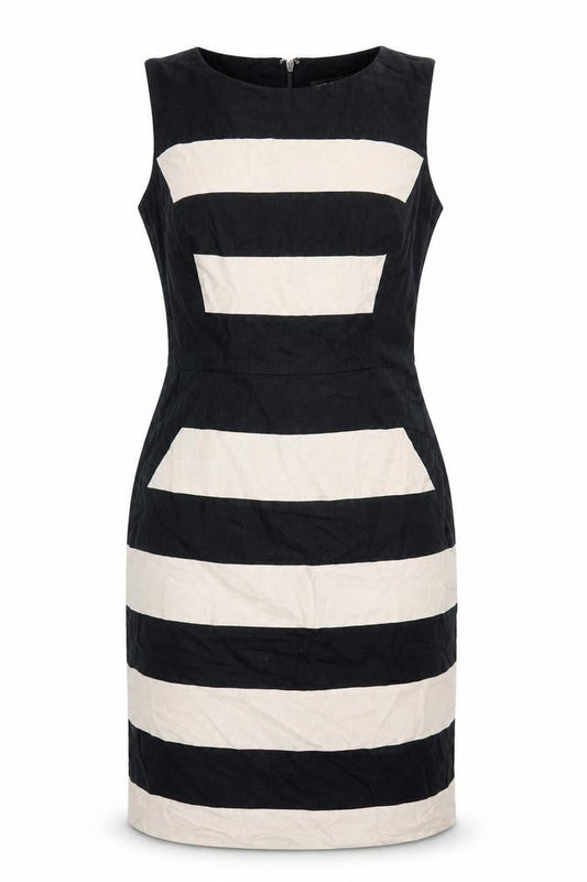 Debenhams Women's Black Beige Striped Sheath Dress