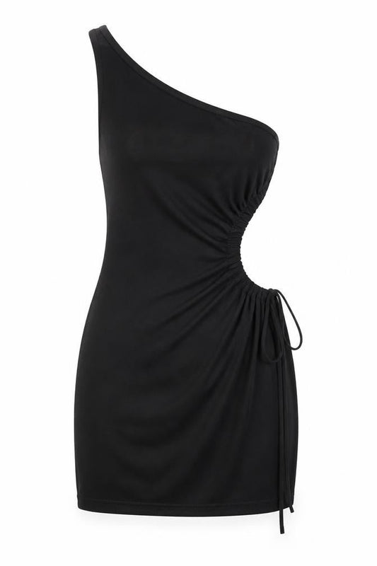 Edikted Women's Black Asymmetric One-Shoulder Dress