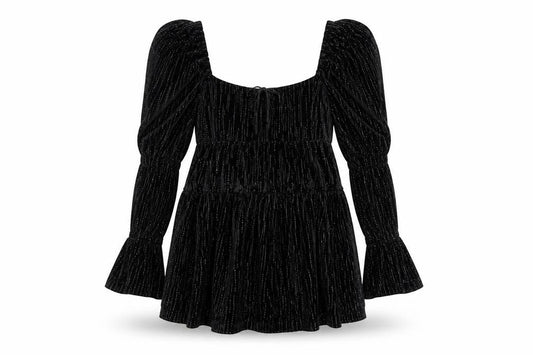 Forever New Petite Black Velvet Fit & Flare Dress