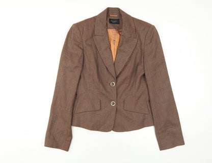 Additional front view of Principles Women's Brown Pinstripe Blazer, size 10
