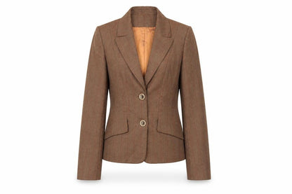Front view of Principles Women's Brown Pinstripe Blazer, size 10