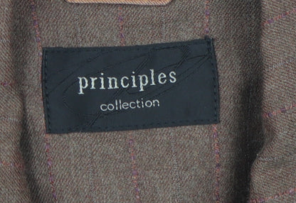 Close-up detail of Principles Women's Brown Pinstripe Blazer, size 10