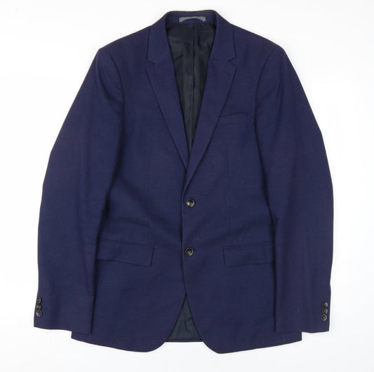 Marks and Spencer Men's Blue Long Blazer, 38L, Classic Style