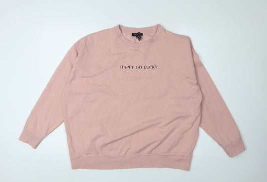 New Look Women's Pink Pullover Sweatshirt M