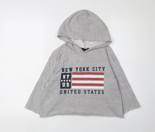 New Look Girls Grey New York City Hoodie 12-13 Years Pullover Casual