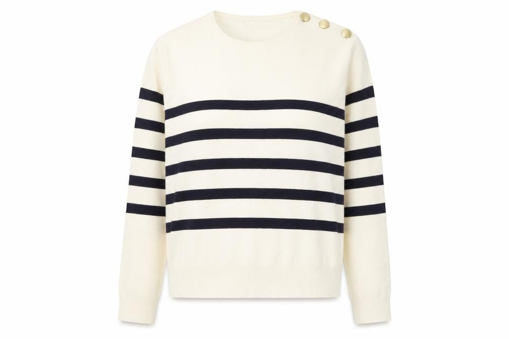 MNG Women's Ivory Striped Pullover Jumper M