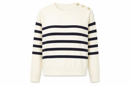Mango Women's Ivory Striped Pullover Jumper M