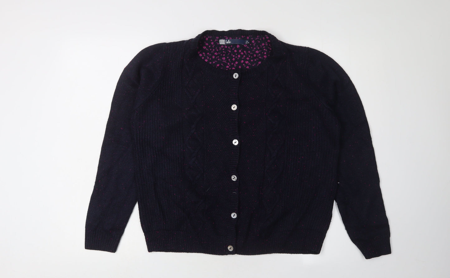 Isle Women's Black Cardigan M Cable-Knit