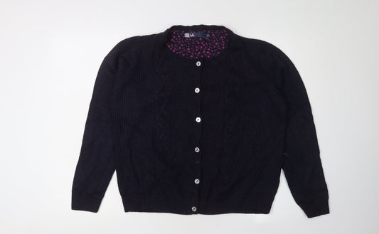 Isle Women's Black Cardigan M Cable-Knit