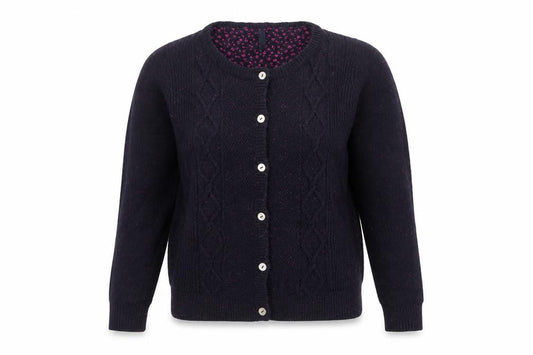 Isle Women's Black Cardigan M Cable-Knit