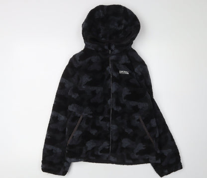 Additional front view of Regatta boys’ black camouflage puffer jacket 11-12 years